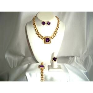 Purple 4 pc necklace wedding MOB prom party formal evening drag queen necklace